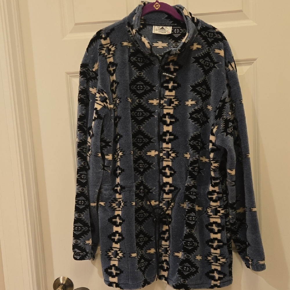 Vintage Black Mountain Outdoor Aztec Fleece Jacket Xl